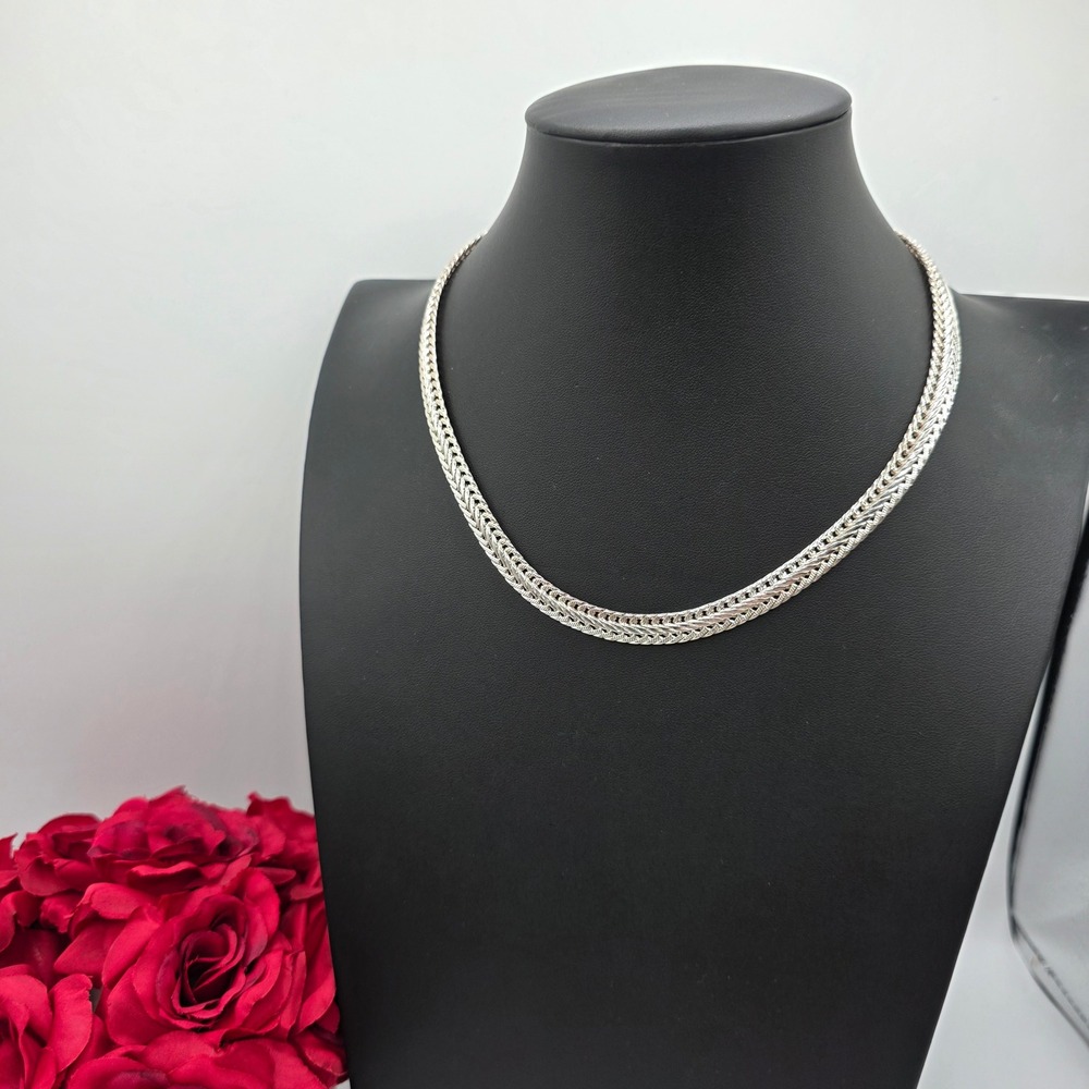 Anne Klein Silver Tone Double Row Wheat Chain Adjustable Collar Necklace